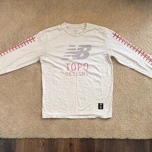 Topo Designs Cream Long Sleeve New Balance Collab with Red Accents